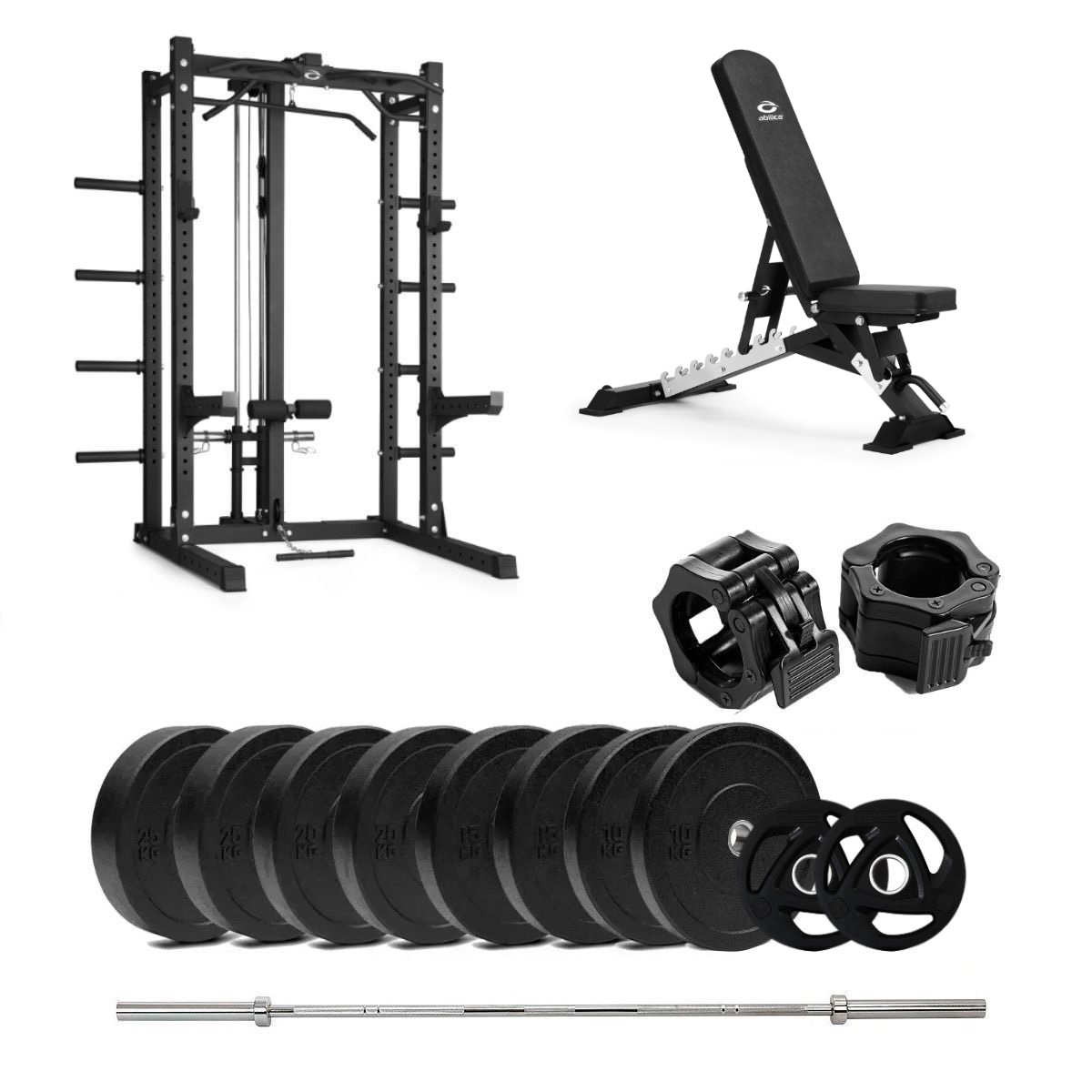 Abilica - HR 500 Half Rack Bumper med benk og nedtrekk - 150 kg