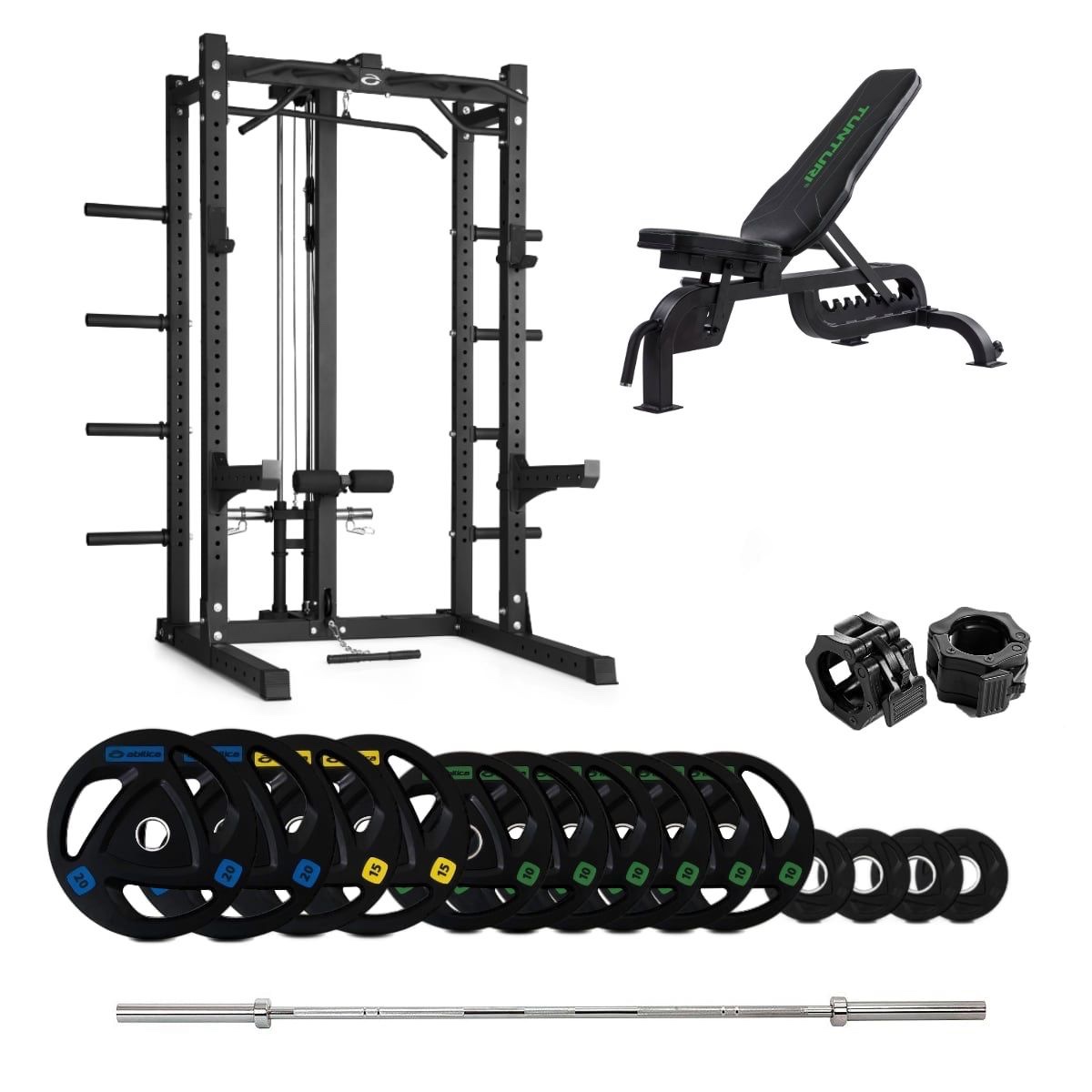 HR 500 Half Rack Olympic med benk og nedtrekk 155 kg
