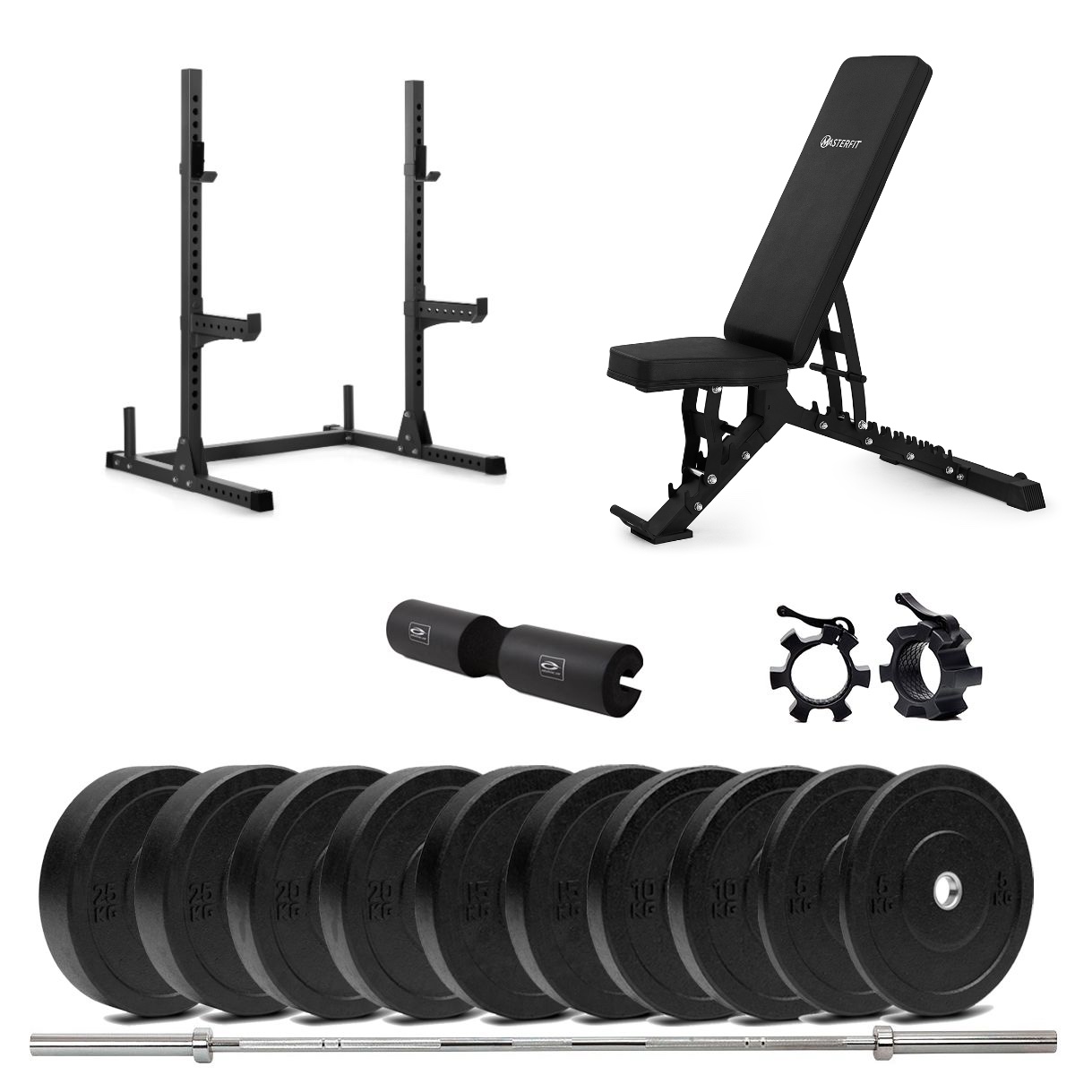 Masterfit - 200 Squat Rack Bumper Styrkepakke - 90 kg