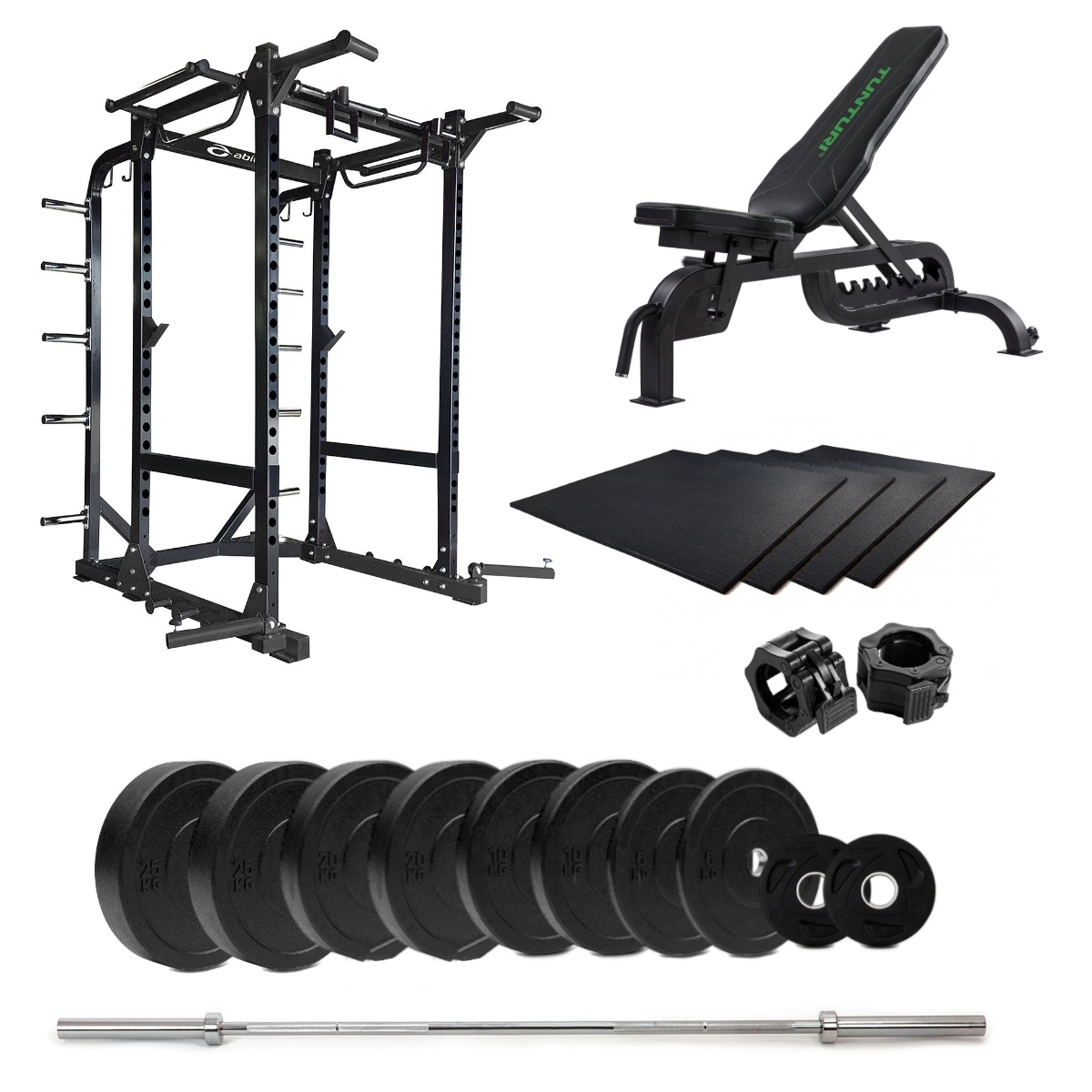 PowerRack 8005 med benk og bumper - 145 kg
