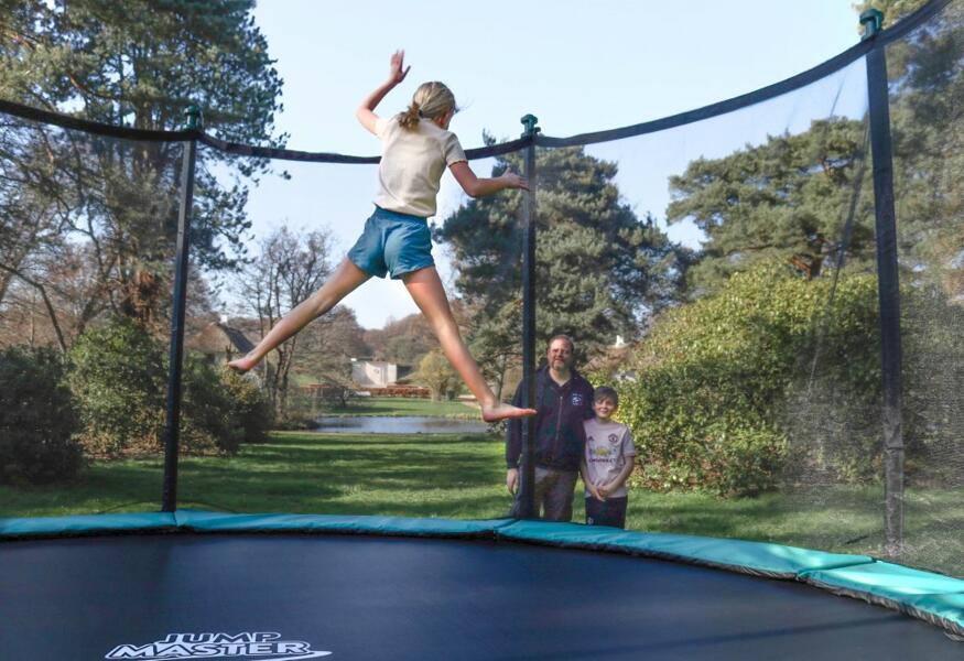 3.65 m Grønn Trampoline med sikkerhetsnett og stige