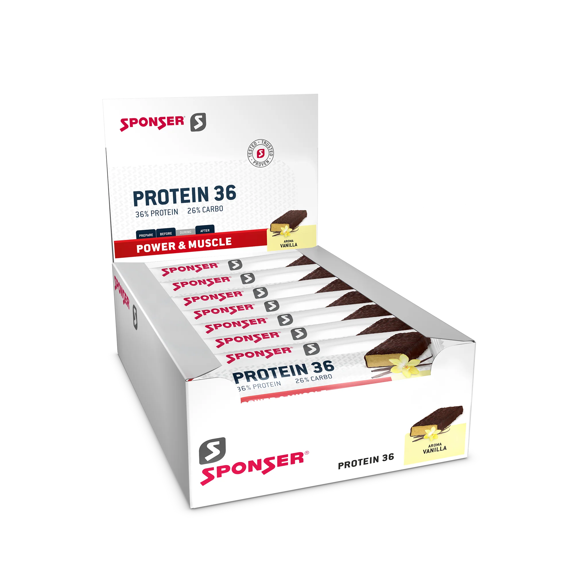 25 stk i eske Sponser Protein 36 Bar Vaniljesmak