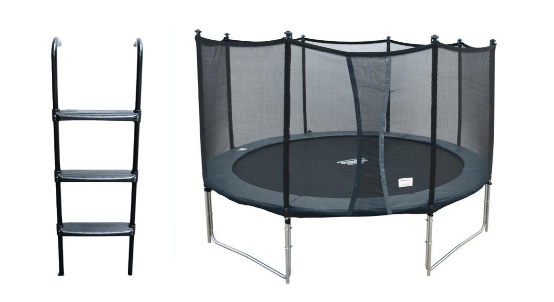 3,0m Grå Trampoline med sikkerhetsnett og stige