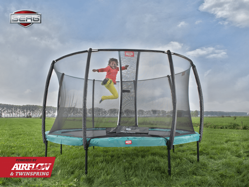 Champion 380 Grønn Trampoline med Deluxe Nett