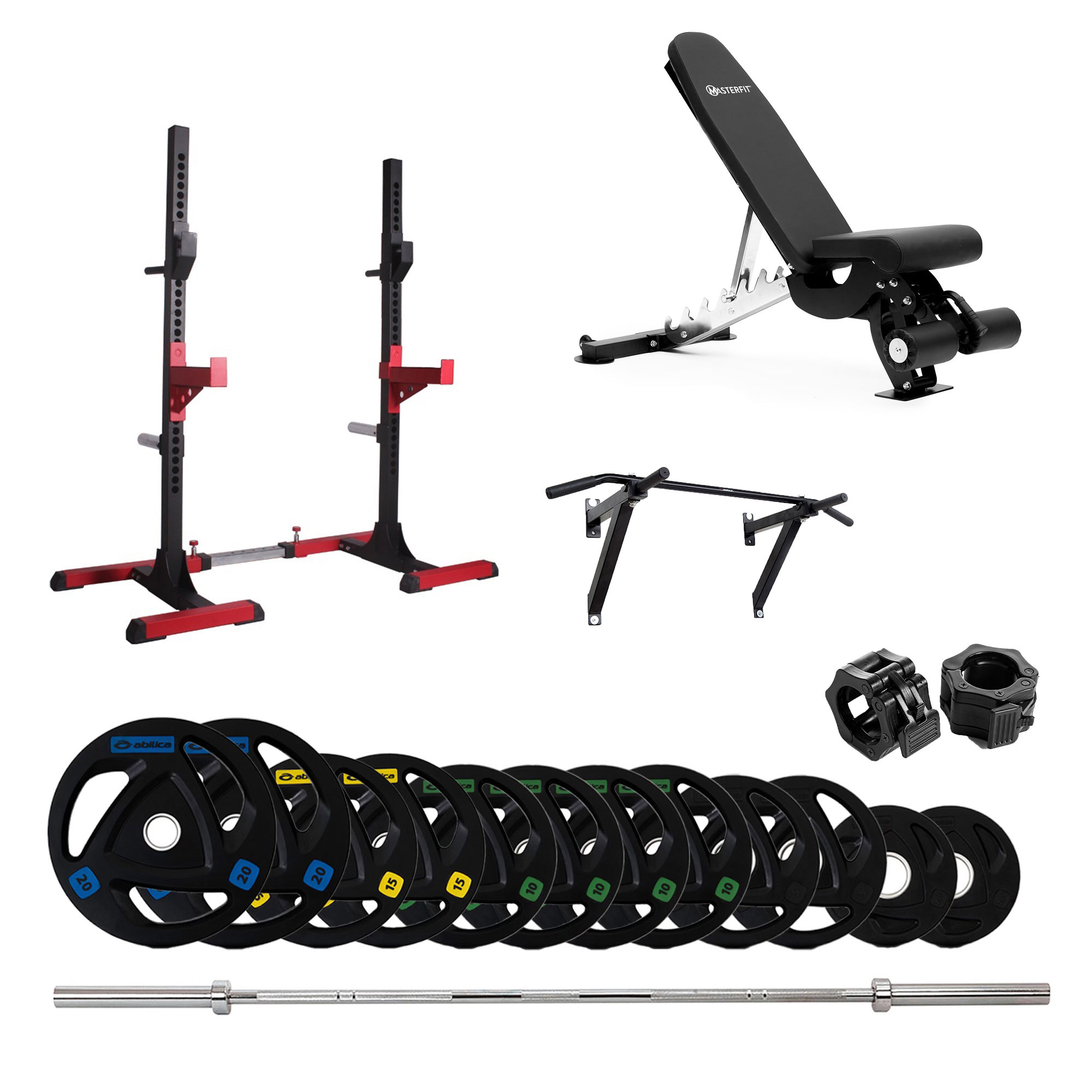 Styrkepakke 150 kg Squat Rack med benk
