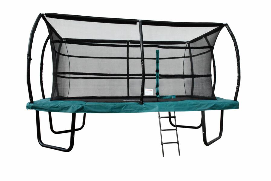 4,57x3 m Grønn Rektangulær Trampoline med nett og stige