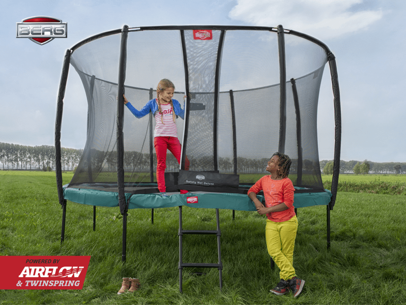 Champion 380 Grønn Trampoline med Deluxe Nett